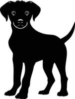A simple silhouette of a dog standing in a playful pose vector