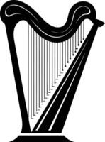 A simple, elegant silhouette of a harp, perfect for musical projects, websites, or presentations vector