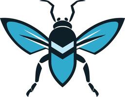 Stylized Blue Bug with Open Wings vector