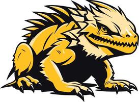 Aggressive yellow lizard mascot with a fierce expression, perfect for sports teams or gaming logos vector