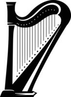 A simple and elegant black and white silhouette of a harp, perfect for design projects related to music, classical art, or cultural events vector