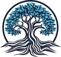 A stylized tree of life with a circular frame vector