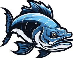 Blue Fish Illustration with Sharp Fins vector