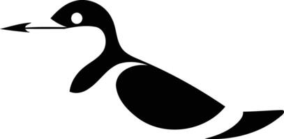 Abstract black and white illustration of a bird with an arrow in its beak vector