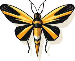 Stylized yellow and black butterfly with geometric patterns vector