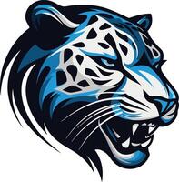 Fierce and stylized snow leopard head illustration, perfect for sports teams, branding, and more vector