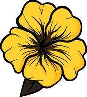 A vibrant yellow cartoon flower with a dark center, perfect for adding a touch of nature to your designs vector