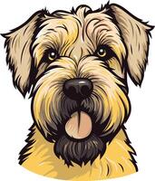 Cute cartoon illustration of a soft-coated wheaten terrier dog with a playful expression vector