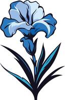 A vibrant blue flower with elegant, stylized petals and leaves, perfect for adding a touch of nature to designs vector