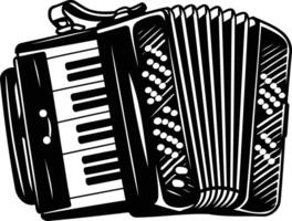 A detailed black and white illustration of an accordion, perfect for music-related projects vector