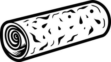 A black and white illustration of a rolled up log, perfect for logos, branding, and design projects related to nature, lumber, and woodworking vector