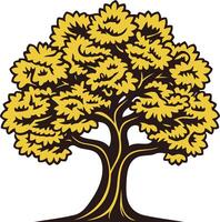 A stylized illustration of a large tree with a thick trunk and full foliage vector