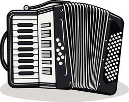 A classic black accordion illustration, perfect for adding a touch of musical charm to your designs vector