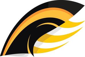 Abstract logo design featuring a dynamic, stylized black and yellow shape vector