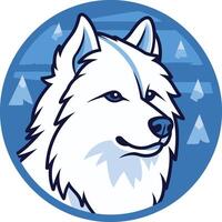 White Wolf with Mountains in the Background vector
