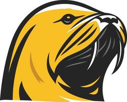 Bold and striking illustration of a walrus head, perfect for branding, logos, or mascot designs vector