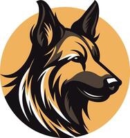 A striking silhouette of a german shepherd's head, capturing its loyal and intelligent expression vector