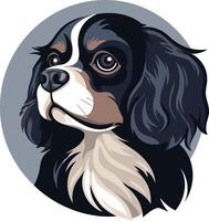 A charming illustration of a cavalier king charles spaniel with big, expressive eyes and a sweet, curious expression vector