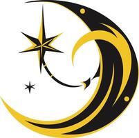 Crescent Moon and Star Design vector