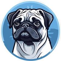 Portrait of a Pug Dog with Blue Background vector