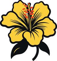 A bold and beautiful yellow hibiscus flower, perfect for adding a touch of tropical flair to your designs vector