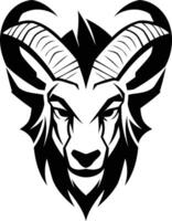 A bold and graphic illustration of a ram's head in a black and white minimalist style, perfect for branding, logos, and design projects vector