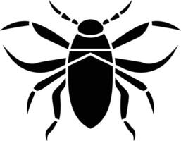 A bold, black silhouette of a bug with an intricate design vector