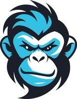 Cool, stylized illustration of a blue monkey head, perfect for mascot logos, esports teams, and playful branding vector