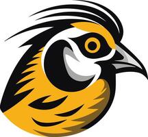 Dynamic and bold bird logo design featuring a sharp eye and yellow plumage, perfect for a sports team, brand or company seeking a powerful visual identity vector
