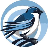 A stylized bluebird logo with a circular background design vector