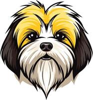 Cute cartoon illustration of a shih tzu dog with a friendly expression, perfect for pet-related projects, websites, or social media vector
