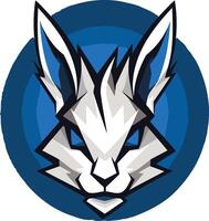 A fierce and stylized rabbit logo design with a white body and blue accents, perfect for a gaming team, esports organization, or any brand looking for a bold and dynamic mascot vector