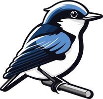 Blue and White Bird Perched on a Branch vector