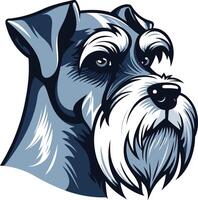 A striking illustration of a miniature schnauzer, capturing its unique facial features and playful personality vector