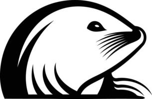 Bold and iconic black and white logo of a seal, perfect for branding and design projects related to marine life, ocean conservation, or nautical themes vector