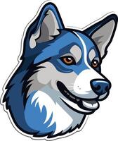 Friendly blue and white husky dog head illustration with a cartoon style vector