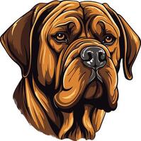 A powerful and expressive portrait of a brindle bullmastiff, captured in a close-up shot vector