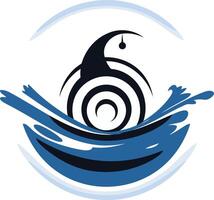 Abstract logo design with a circular pattern and a stylized water wave vector
