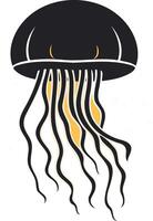 Simple and stylish illustration of a black jellyfish with a yellow glow, perfect for adding a touch of ocean life to your designs vector