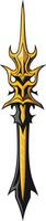 Sharp and stylized, this golden sword design is perfect for adding a touch of strength and power to your project vector