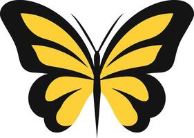 Simple, clean, and minimalist illustration of a yellow butterfly with black outlines vector
