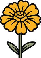 A cheerful and simple illustration of a single yellow flower vector