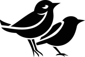 Simple silhouette of two birds in black and white vector