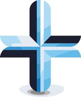 Abstract Cross with Blue and Black Stripes vector