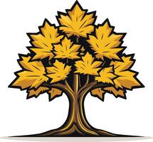 A stylized illustration of a golden maple tree, perfect for fall themes, nature branding, or environmental design vector