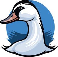 A striking cartoon illustration of a swan's head, perfect for branding or as a mascot vector