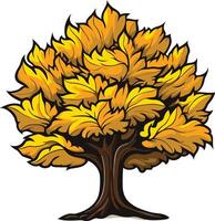 A stylized, cartoon-style tree with golden leaves, perfect for logos, branding, or as a nature-inspired design element vector