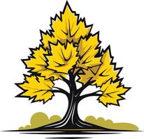 Simple yet elegant illustration of a stylized tree with yellow leaves vector