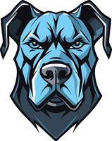 A powerful and fierce blue pit bull head illustration with a determined expression vector