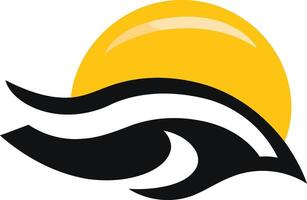 Abstract logo design with a stylized sun and wave, representing energy, motion, and summer vector